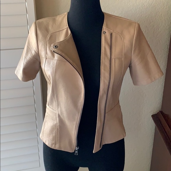 BCBGMAXAZRIA Womens Dayne Faux Leather Cropped Jacket Short Sleeve Size XSmall - Picture 7 of 8